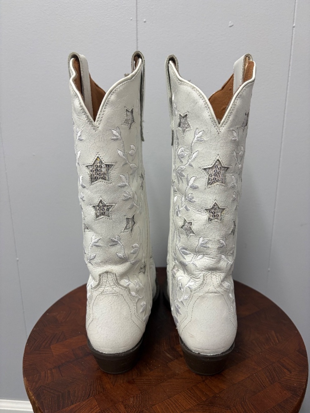 Laredo Women's Lucky Star White Western Boots Size 8.5 - Picture 5 of 9